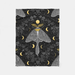 Lunamotte, Mondphasen und Efeu-Damast-Muster Fleecedecke
