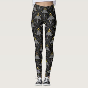 Lunamotte, Mondphasen und Efeu-Damast-Muster Leggings