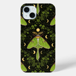 Lunamotten, Mondphasen und Efeu-Damast 2 Case-Mate iPhone Hülle