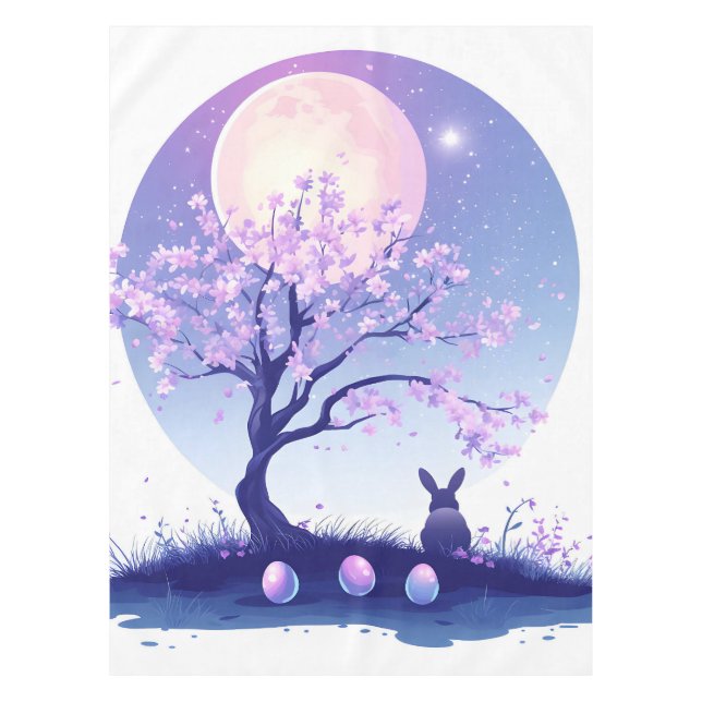Lunar Bunny Night Tischdecke (Vorderseite)