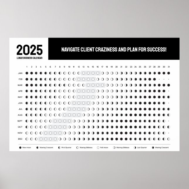 Lunar Business Calendar Vollmond Zuneigung Poster (Vorne)