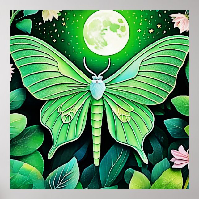 Lunar Butterfly Bloom Design Poster (Vorne)
