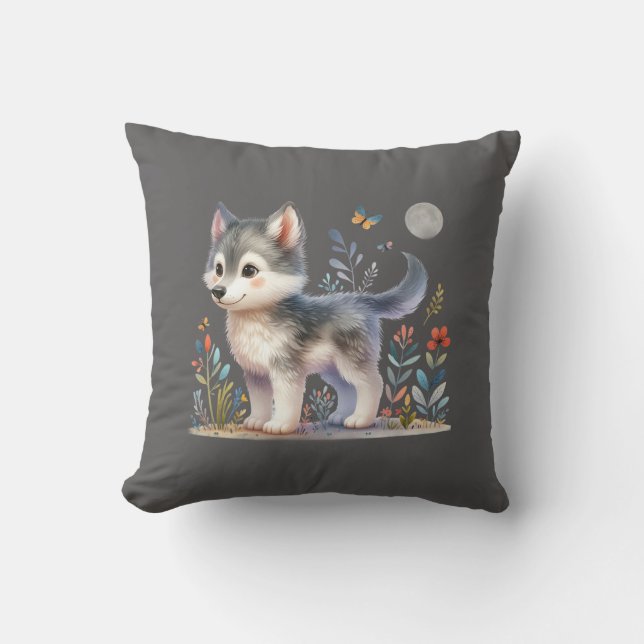Lunar Cub - Baby Wolf Pillow Kissen (Vorderseite)