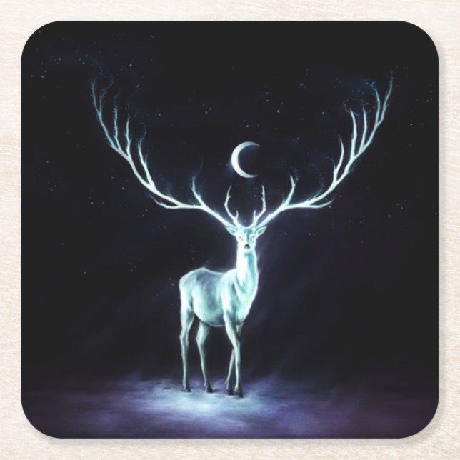 Lunar Deer Protector Rechteckiger Pappuntersetzer (Vorderseite)
