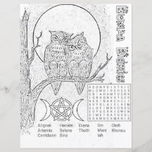Lunar Deities Word Search Colour Page Paper