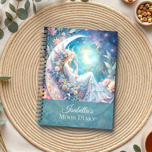 Lunar Dreams Fairy Planner Planer (Lunar Dreams Fairy Planner on a boho table with eucalyptus and a cup of tea.)