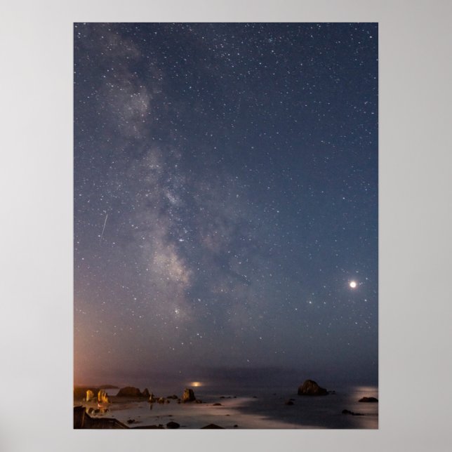 Lunar Eclipse & Milky Way | Bandon Beach Oregon Poster (Vorne)
