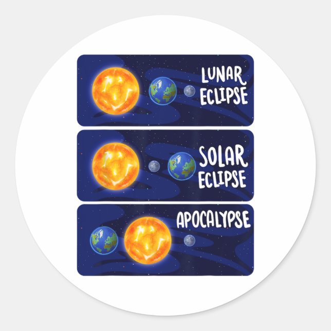 Lunar Eclipse Solar Apokalypse Astrologie Runder Aufkleber (Vorderseite)