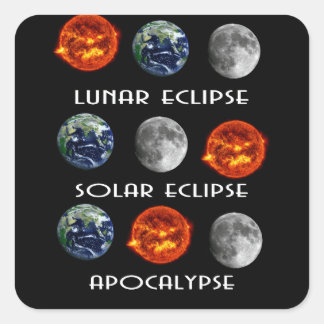 Lunar Eclipse Solar Eclipse Apokalypse Quadratischer Aufkleber