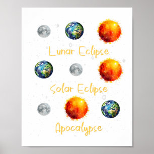 Lunar Eclipse Solar Eclipse und Apokalypse Funny s Poster