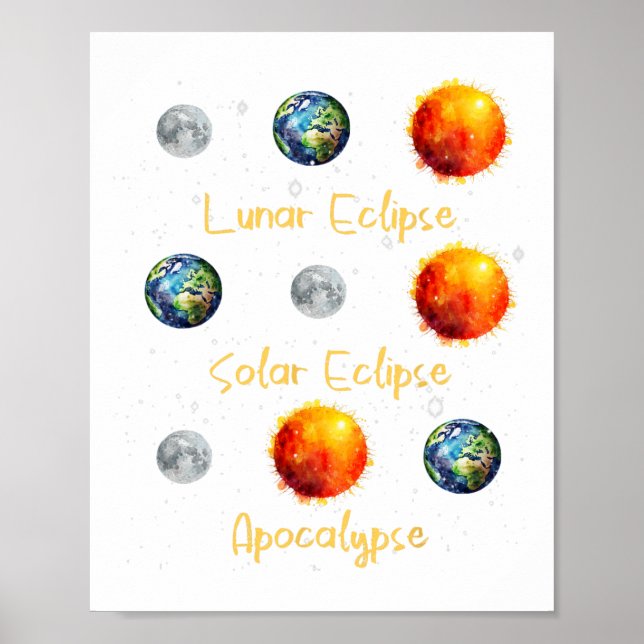 Lunar Eclipse Solar Eclipse und Apokalypse Funny s Poster (Vorne)