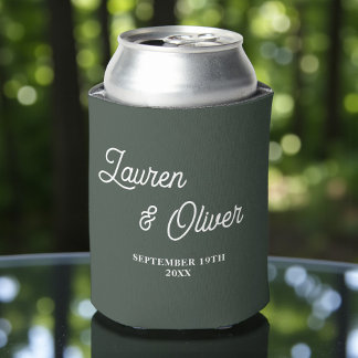 Lunar Green Schrift Minimalistische Hochzeit Dosenkühler