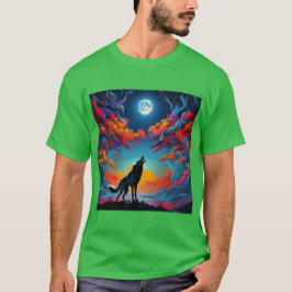 Lunar Howl: Eine Wolfserenade unter einem dynamisc T-Shirt