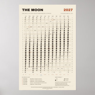 Lunar Kalender 2027 - Mondphasen, Pergament Poster