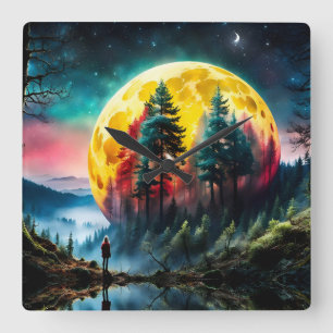 Lunar Landung, der Moon Quadratische Wanduhr