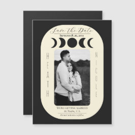 Lunar Luxe Black & Cream Moon Phase Save the Date Magnetkarte