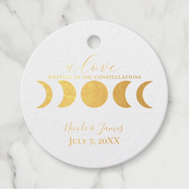 Lunar Luxe Black & Cream Moon Phase Wedding Geschenkanhänger (Vorderseite)