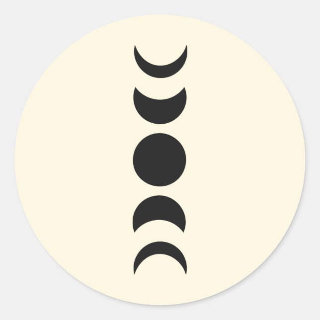 Lunar Luxe Black & Cream Moon Phase Wedding Runder Aufkleber (Vorderseite)