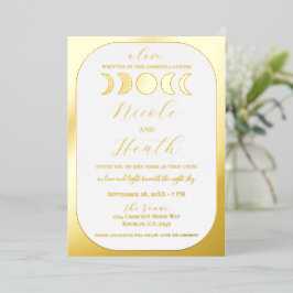 Lunar Luxe Real Gold Foil Moon Phase Hochzeit Folieneinladung