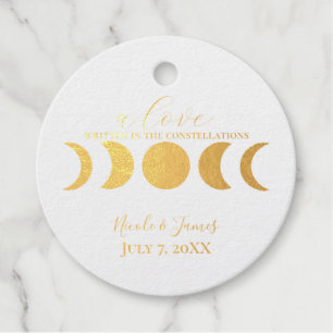 Lunar Luxe Schwarz & Creme Mondphase Hochzeit Geschenkanhänger