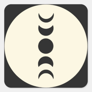 Lunar Luxe Schwarz & Creme Mondphase Hochzeit  Quadratischer Aufkleber