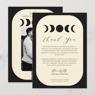 Lunar Luxe Schwarz & Creme Mondphasen-Hochzeit  Einladung