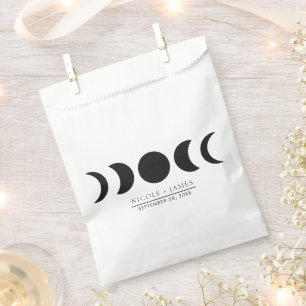 Lunar Luxe Schwarz & Creme Mondphasen-Hochzeit  Geschenktütchen
