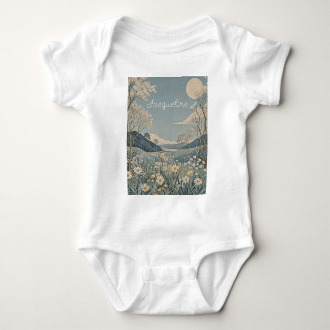 Lunar Meadow Personalisiert Baby Strampler (Vorderseite)