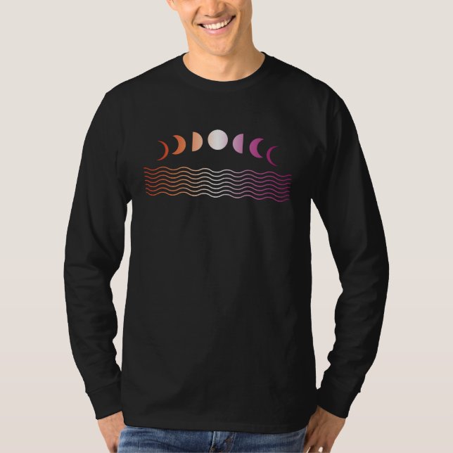 Lunar Moon Phase Lesbian Pride Flag LGBTQ Subtle Q T-Shirt (Vorderseite)