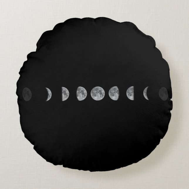 Lunar Moon Phases Celestial Rundes Kissen (Vorderseite)