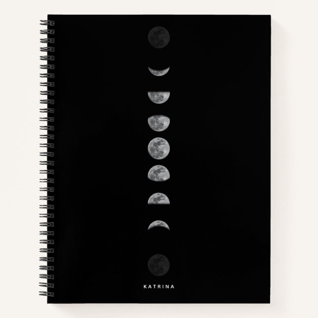 Lunar Moon Phases Celestized Customized Name Notizbuch (Vorderseite)