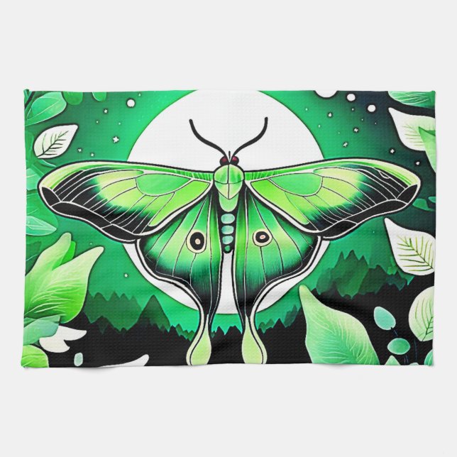 Lunar Moth Nacht Geschirrtuch (Horizontal)