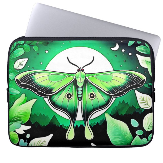Lunar Moth Nacht Laptopschutzhülle (Vorderseite)