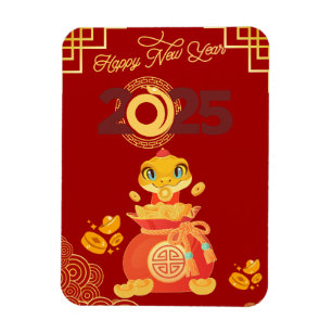 Lunar New Year 2025 Schlangenkarte Magnet