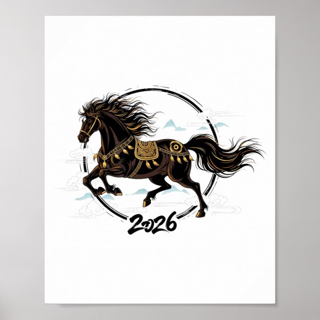 Lunar New Year 2026 Horse Chinese Zodiac Celebrati Poster (Vorne)