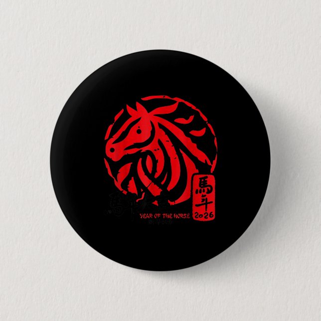 Lunar New Year 2026 Horse Chinese Zodiac Shirt  Button (Vorderseite)