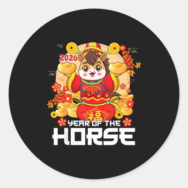 Lunar New Year 2026 Year Of The Horse Chinese New  Runder Aufkleber (Vorderseite)