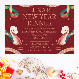 Lunar New Year Dinner mit künstlerischer Schlange Einladung