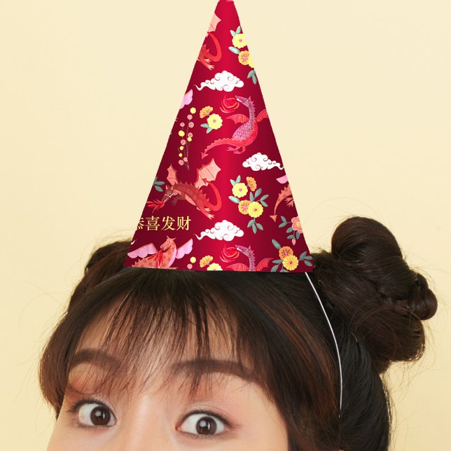 Lunar new year of the dragon red Party Hat Partyhütchen (Lunar new year of the dragon red Party Hat)