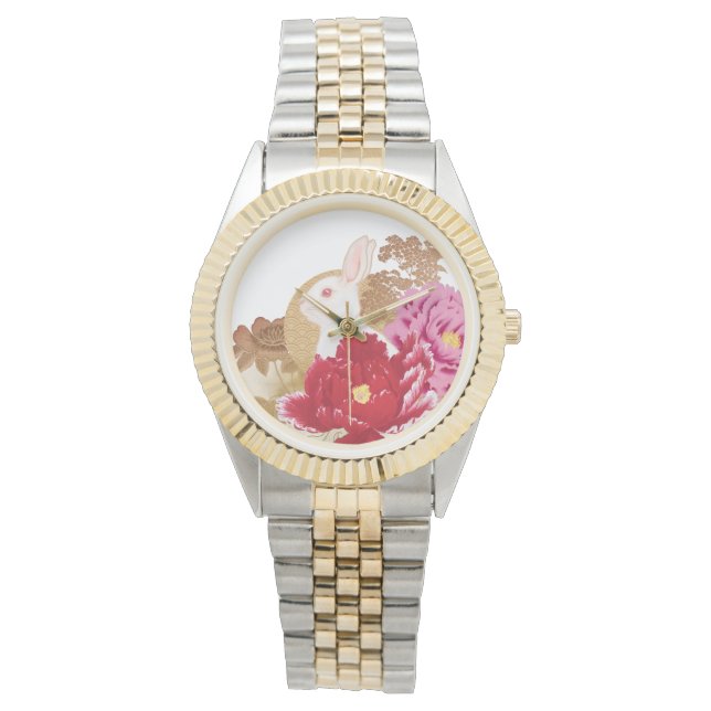 Lunar New Year Rabbit & Camellia Watch Armbanduhr (Vorderseite)