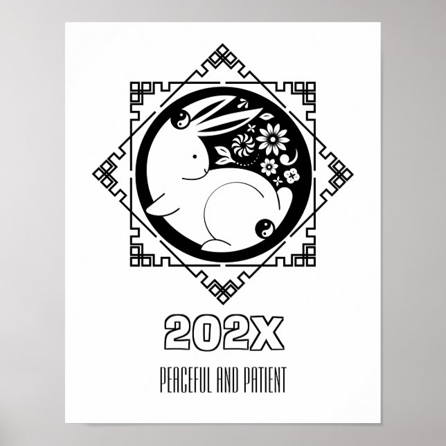 Lunar New Year Rabbit Coloring Poster (Vorne)