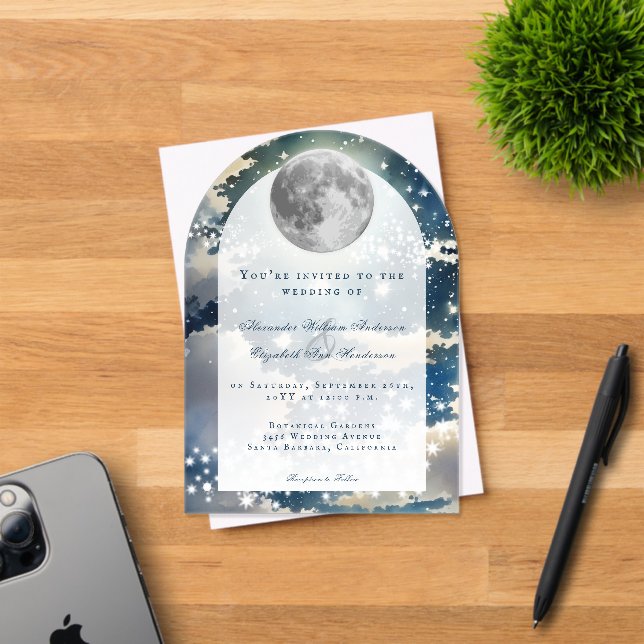 Lunar Night Sky Wedding Acryleinladungen (Insitu (Einladungskarte))