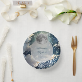 Lunar Night Sky Wedding Pappteller