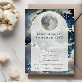 Lunar Night Sky Wedding RSVP Karte