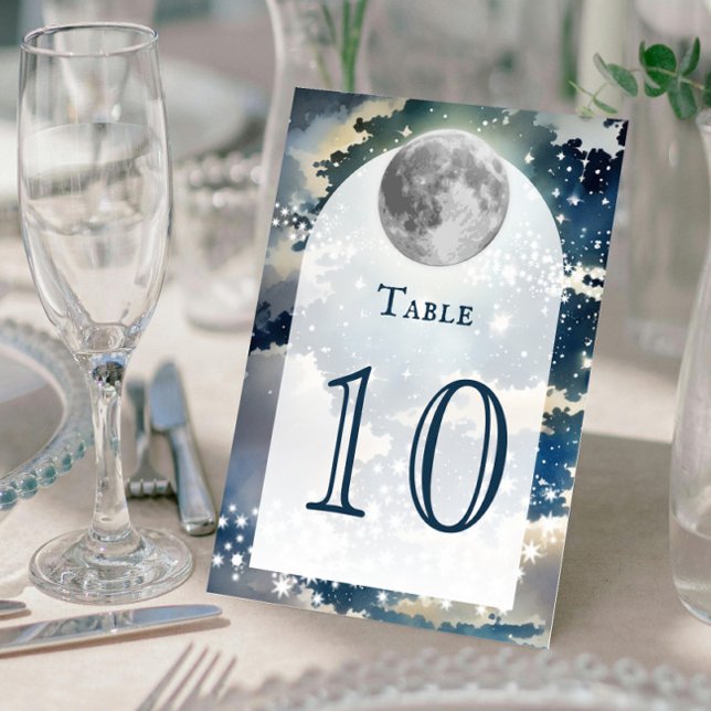 Lunar Night Sky Wedding Tischnummer (Lunar Night Sky Wedding Table Number Card)