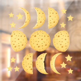 Lunar Phases Cheese Moon & Stars Messe Wissenschaf Fensteraufkleber