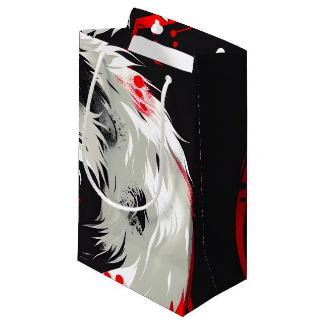 Lunar Red White Wolf Kleine Geschenktüte (Vorderseite Schrägansicht)