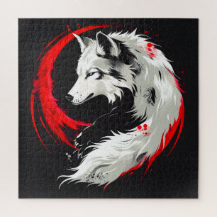 Lunar Red White Wolf Puzzle