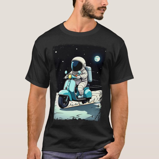 LUNAR SCOOTERIST - Spaß 2D Cartoon eines Astronaut T-Shirt (Vorderseite)