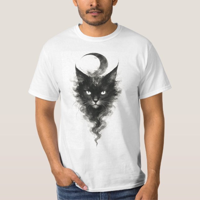 Lunar Shadow Cat – Mystical Night Creature Artwork T-Shirt (Vorderseite)